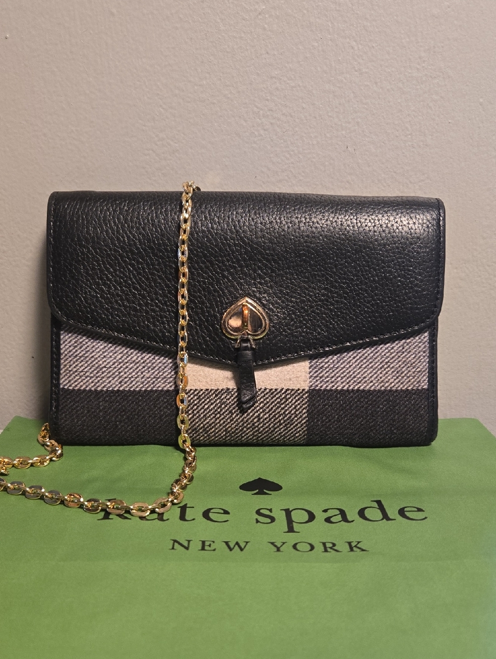 Kate Spade Plaid Crossbody Black & Cream